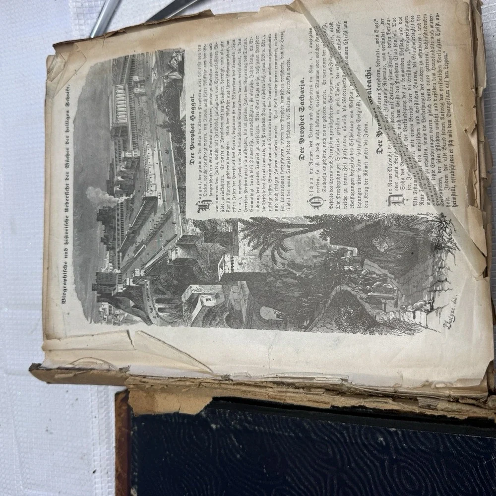 Antique 1800s German‎ Holy Bible Heilige Schrift Scripture Leather Rough Book